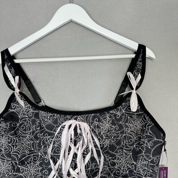 Adore Me Alex Corset Top Womens 1X Black Spiderweb Halloween Bustier Whimsigoth - Picture 3 of 16